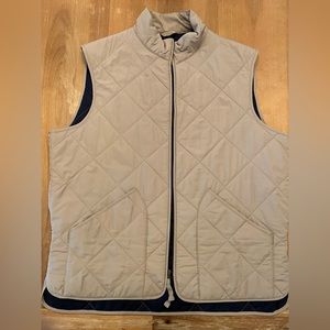 J. Crew Mens Quilted Vest. Camel with Navy interior Large